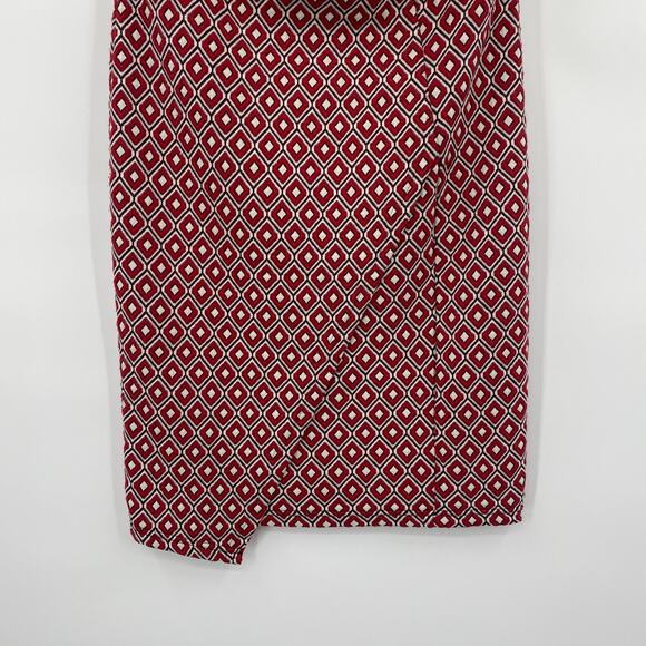 Maeve Pencil Skirt Over the Knee Geometric Patterned Stretchy Red Womens Small - Picture 4 of 7